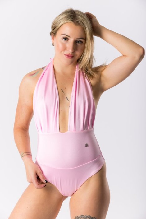 GoldBee Jednodílné Stahovací Plavky Brazilky Light Pink